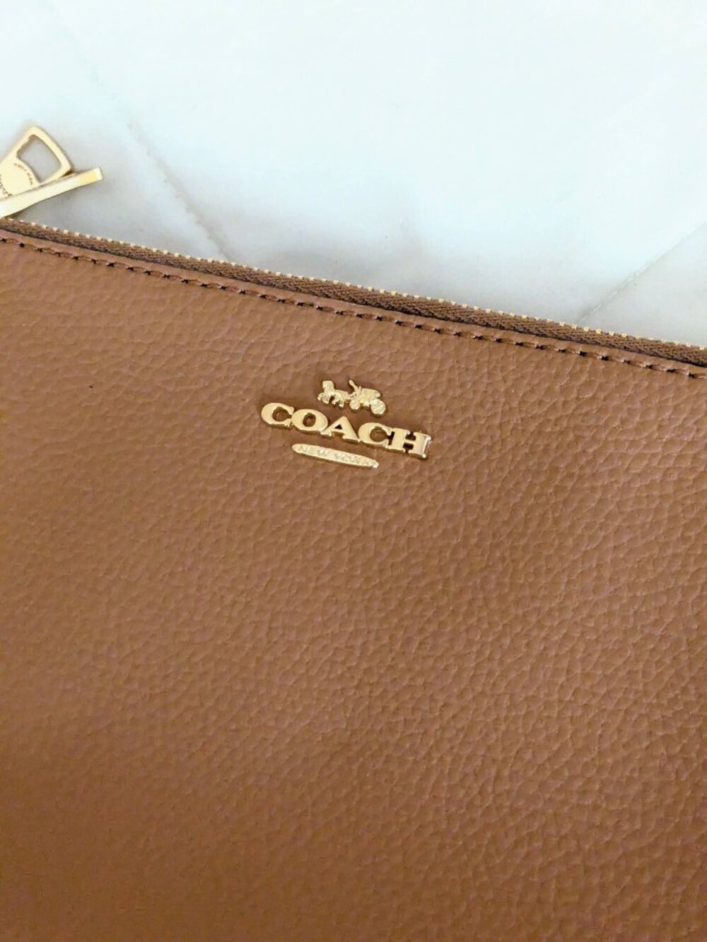 Coach Madison Double Corner Zip Wallet Wristlet Light Saddle Brown Style F87587 - Picture 9 of 9